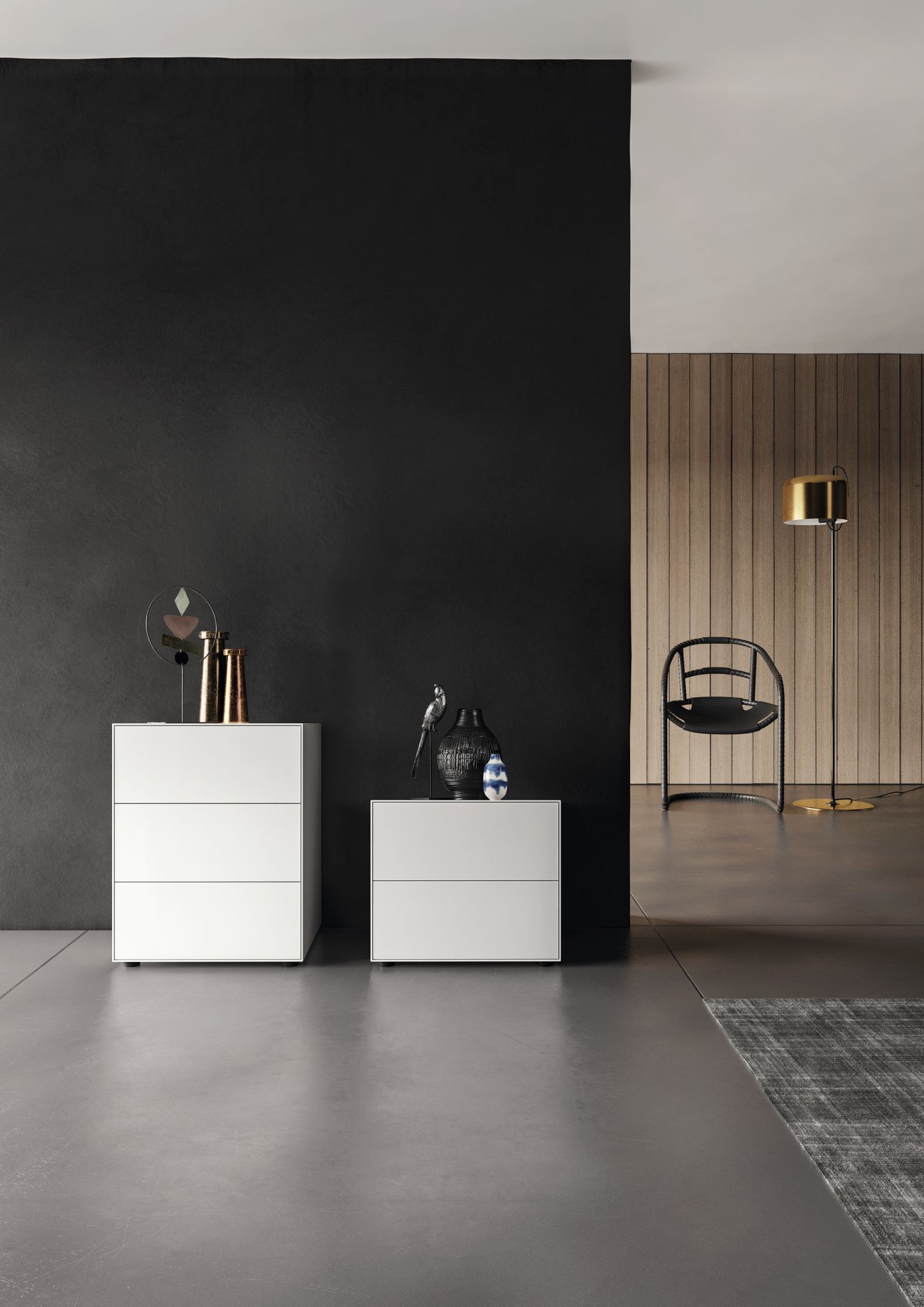 Weißes Piure Nex Pur Box Board mit Schubladen, minimalistisches Design für modernes Wohnen.