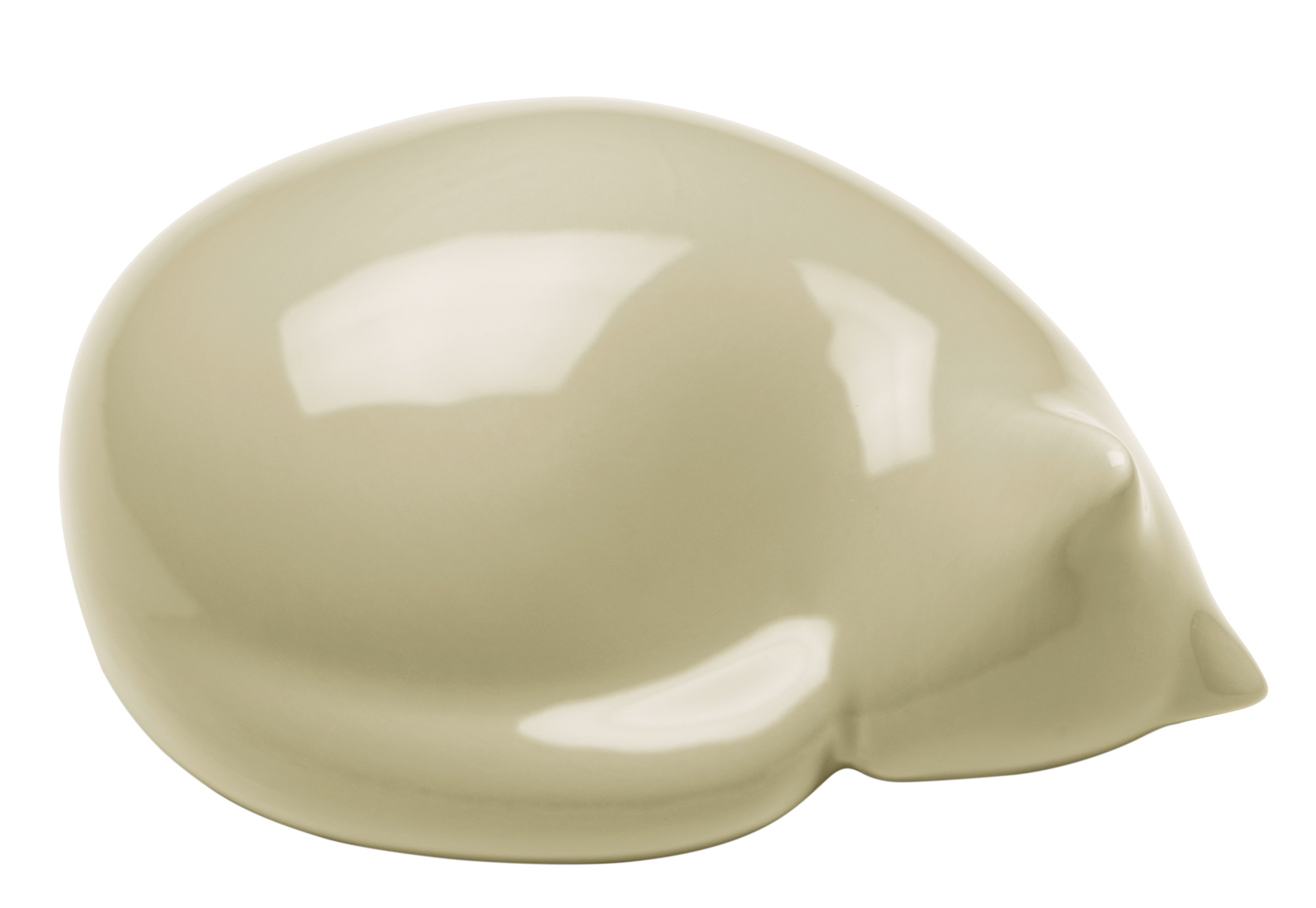 Beige Vitra Katze Figur, kleine Deko-Katze, schlafend, Keramik, modernes Design.