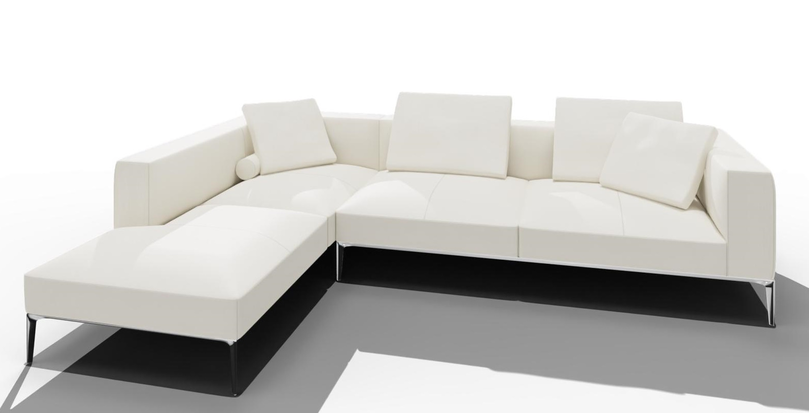 Jaan Living 3 Sitzer Sofa mit 2 Rückenkissen, 2 Komfortkissen & 2 Komfortrollen Kombi Q21 Walter Knoll Leder Cashmere Light grey