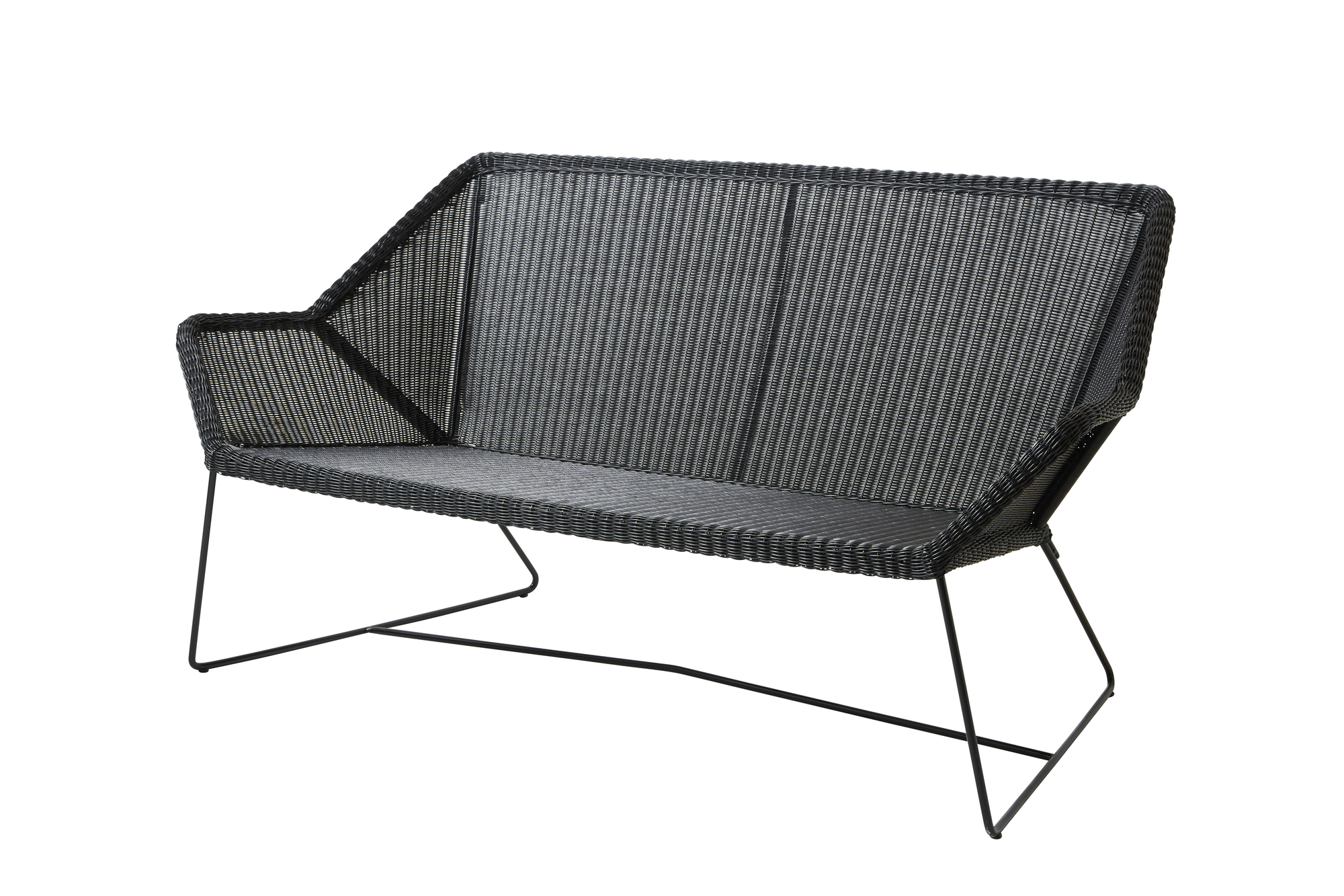 Schwarzes Cane-Line Breeze Loungesofa für den Außenbereich, moderne Gartenmöbel mit minimalistischem Design.