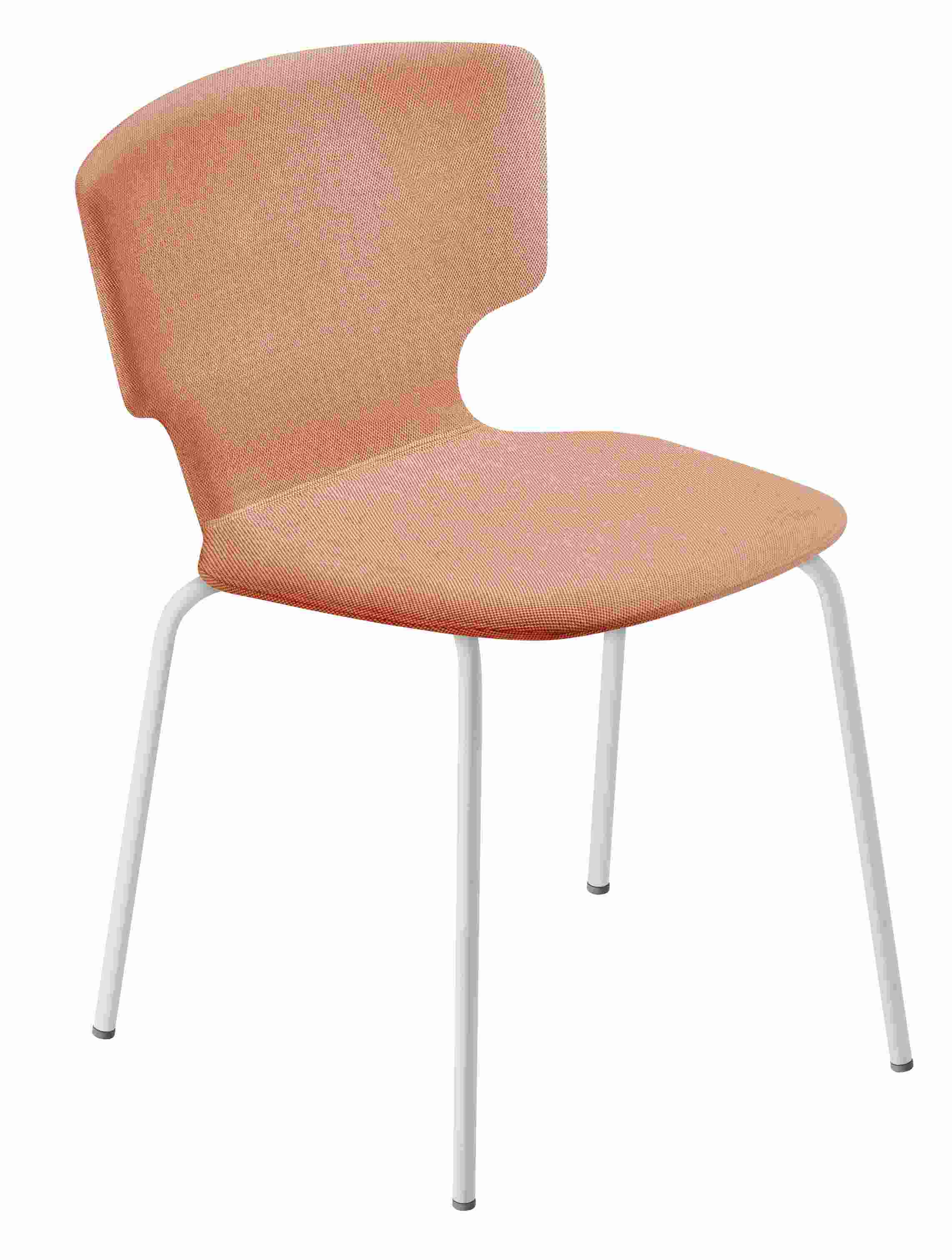 Enna Chair mit Stoffbezug in Orange und weißen Metallbeinen für Esszimmer oder Büro.