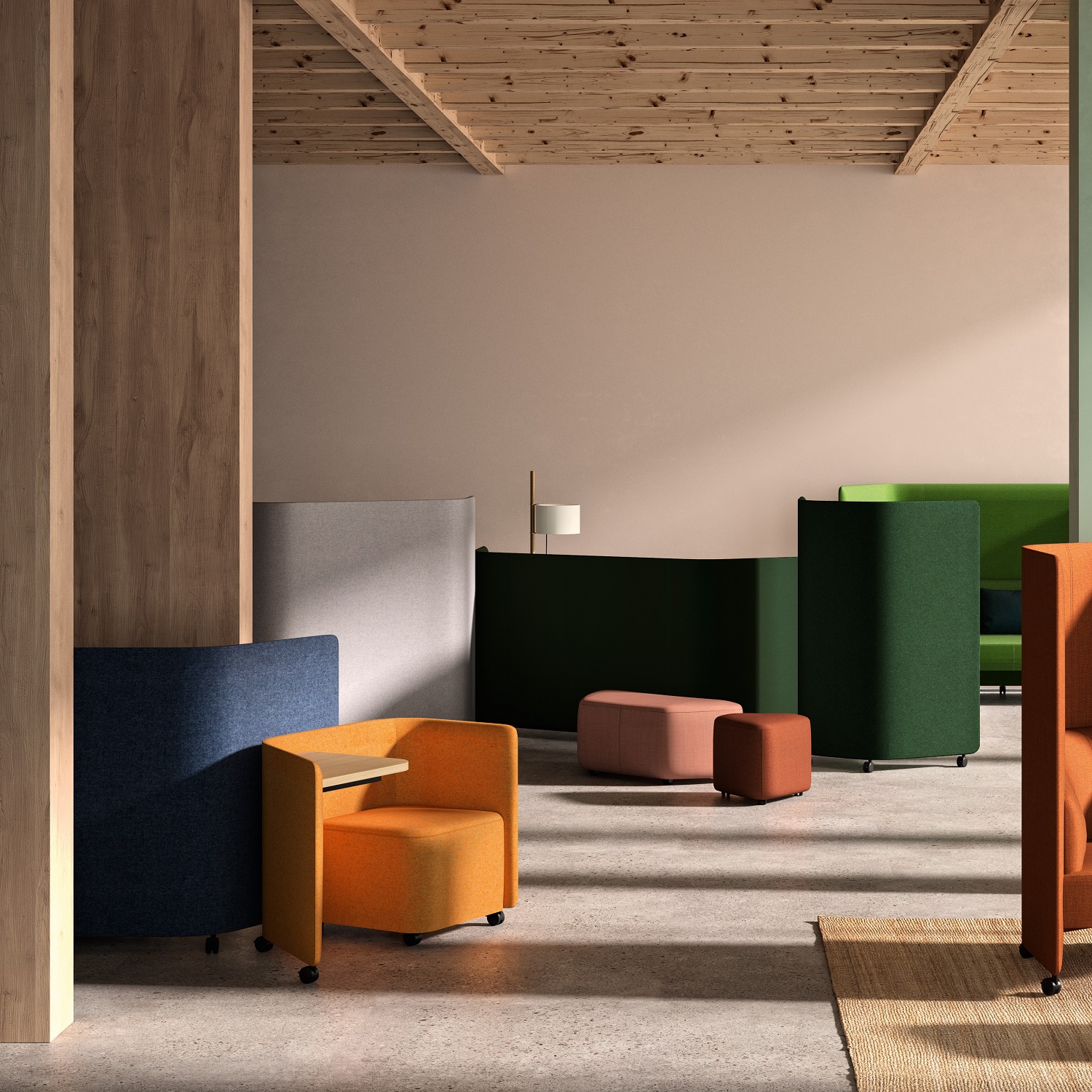 In Out Office BU2268 Panel Lounge Stuhl mit Schreibtisch Andreu World