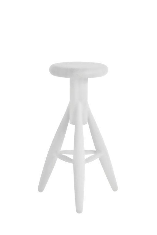 Weißer Artek "Rocket" Barhocker EA001 aus Holz, modernes Design für Küche und Bar.