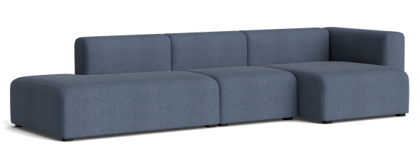 Mags Sofa 3-Sitzer in blau-grauem Stoff. Modernes Ecksofa mit Armlehne rechts für Wohnzimmer.