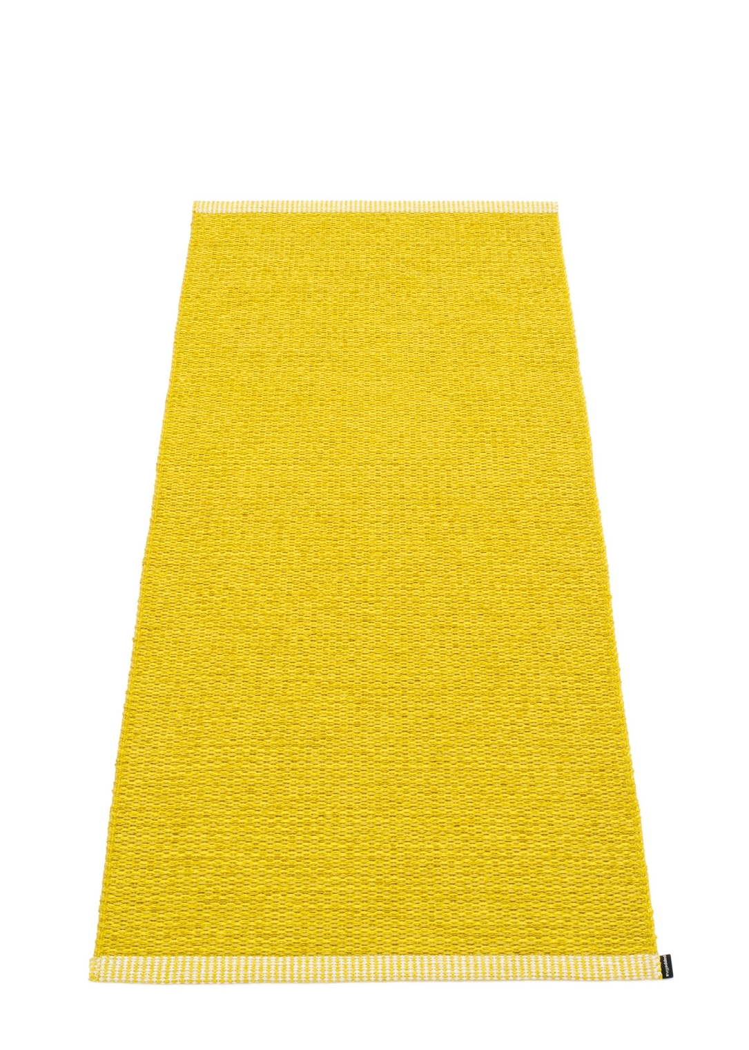 Senffarbener Pappelina Kunststoffteppich Mono, 60x150 cm, gewebt und pflegeleicht für Innen- und Außenbereich.