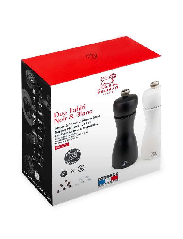 Duo Tahiti Weiß und Schwarz Duo Salz- und Pfeffermühle Peugeot