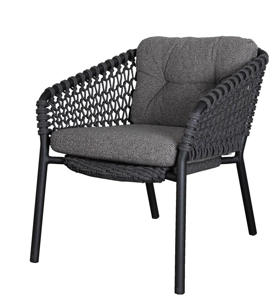 Ocean Loungesessel Outdoor Cane-Line mit Kissen dunkelgrau