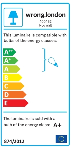 Energieeffizienzlabel für Noc Wall Wandleuchte, kompatibel mit Leuchtmitteln der Klassen A++ bis E.