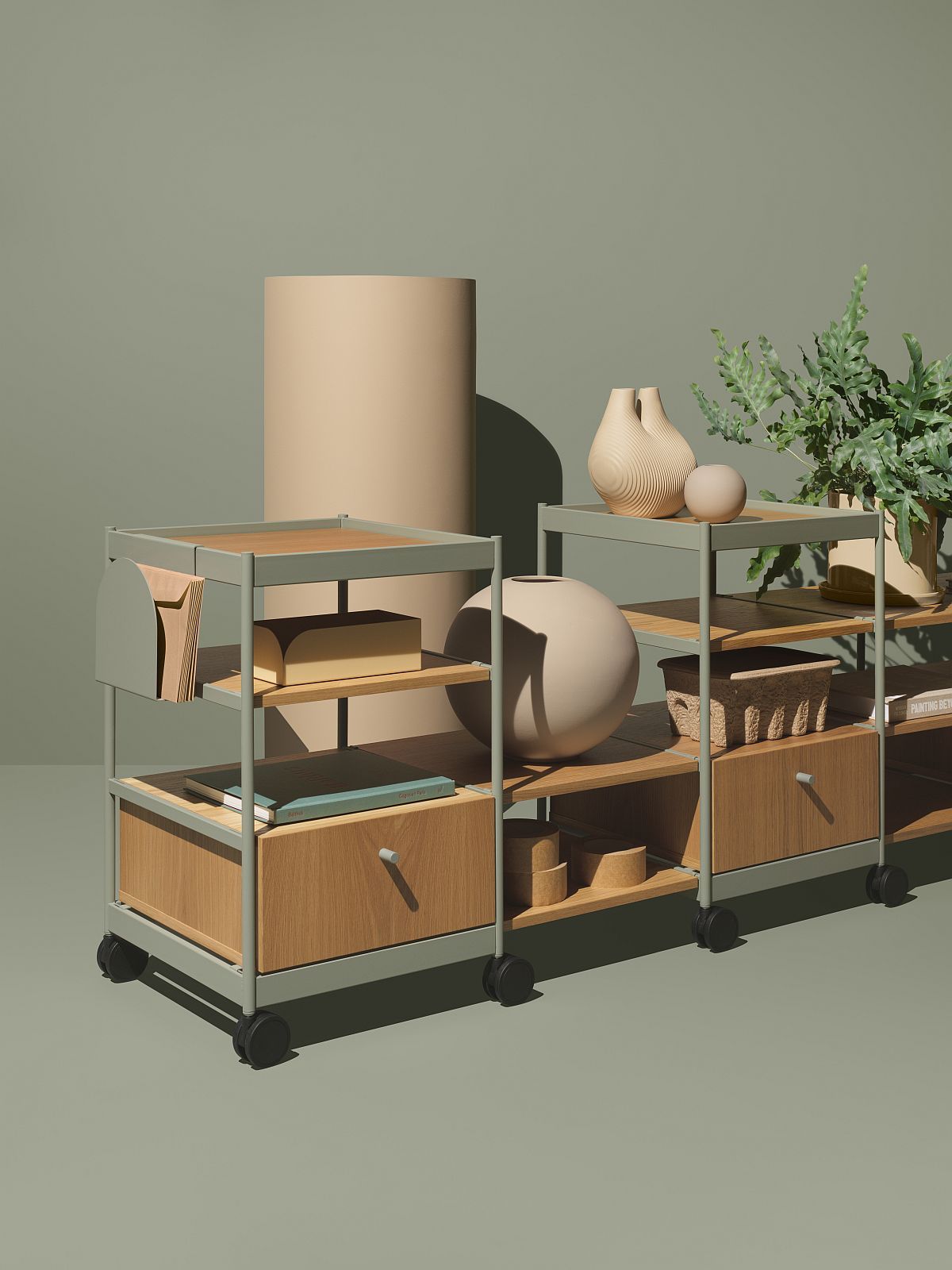 Beside Office Trolley: Regalelement/Kommode von Mizetto mit Schubladen, Ablagen und Rollen. Ideal für Büro und Homeoffice.