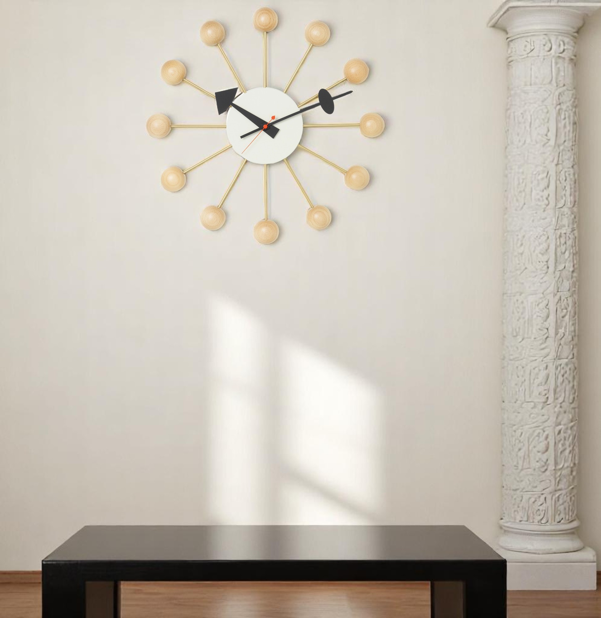 Ball Clock Wanduhr Buche natur Vitra