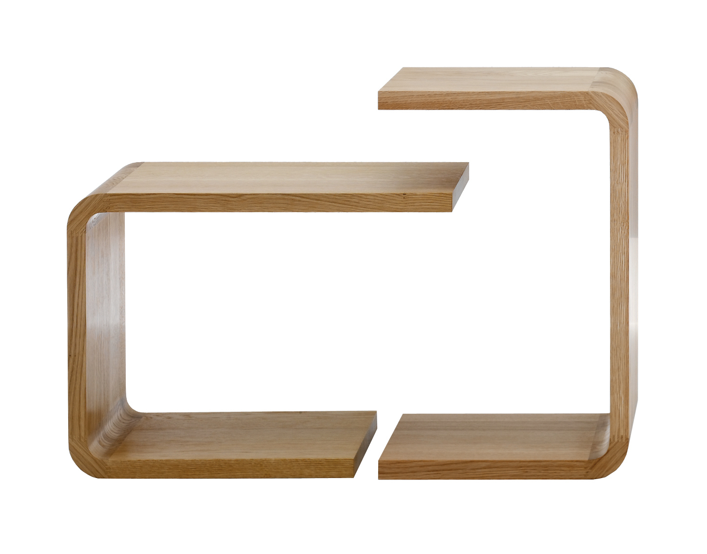 Waitress Beistelltisch aus Eiche von Zeitraum, moderner Nachttisch mit zwei Ablageflächen, minimalistisches Design.