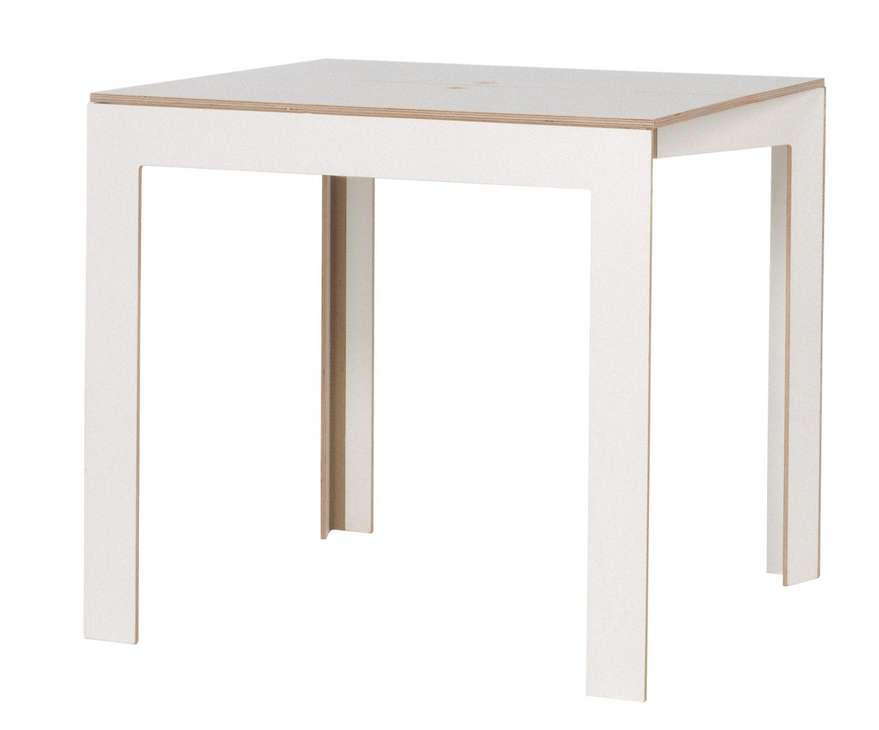 Weißer Klapptisch von Nils Holger Moormann, ideal als Beistelltisch oder kleiner Esstisch.