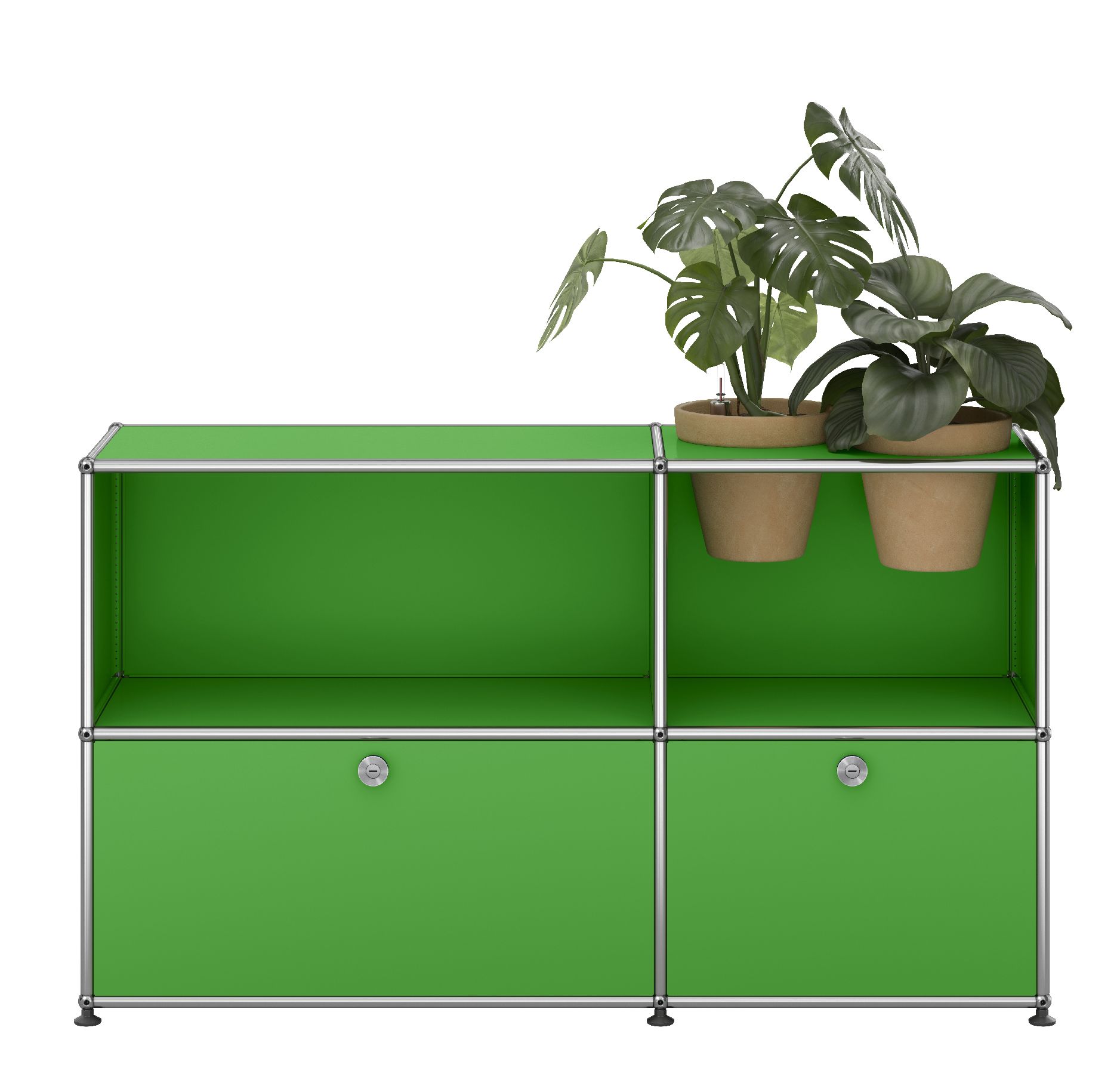 USM Haller Sideboard M57 mit Klapptüren und Pflanzeneinsatz QUICK SHIP Grün