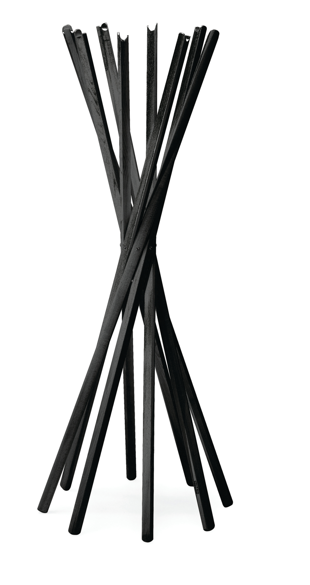 Sciangai Kleiderständer von Zanotta, weiß lackiert. Design Kleiderständer aus Holz für Flur und Garderobe.