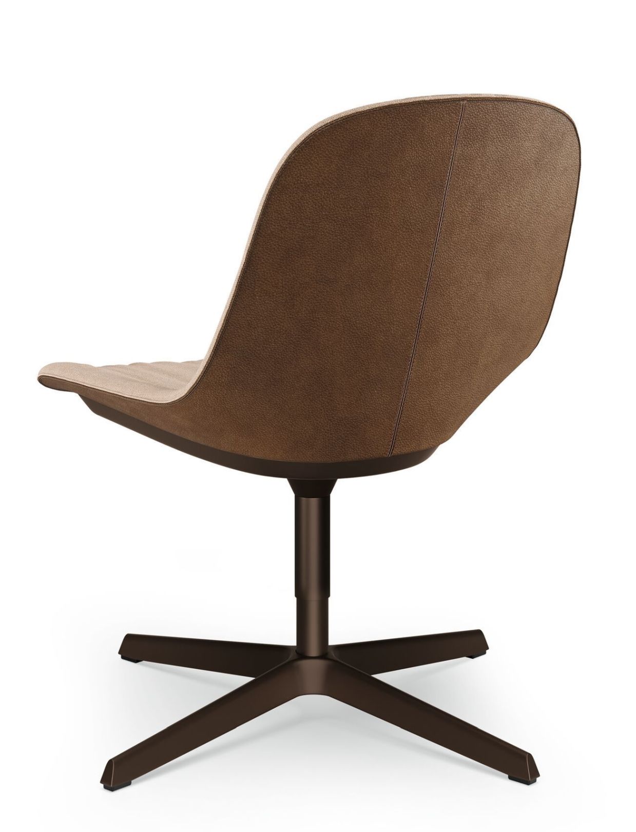 Brauner Sheru Stuhl von Walter Knoll mit Drehfuß, Lederbezug und modernem Design.