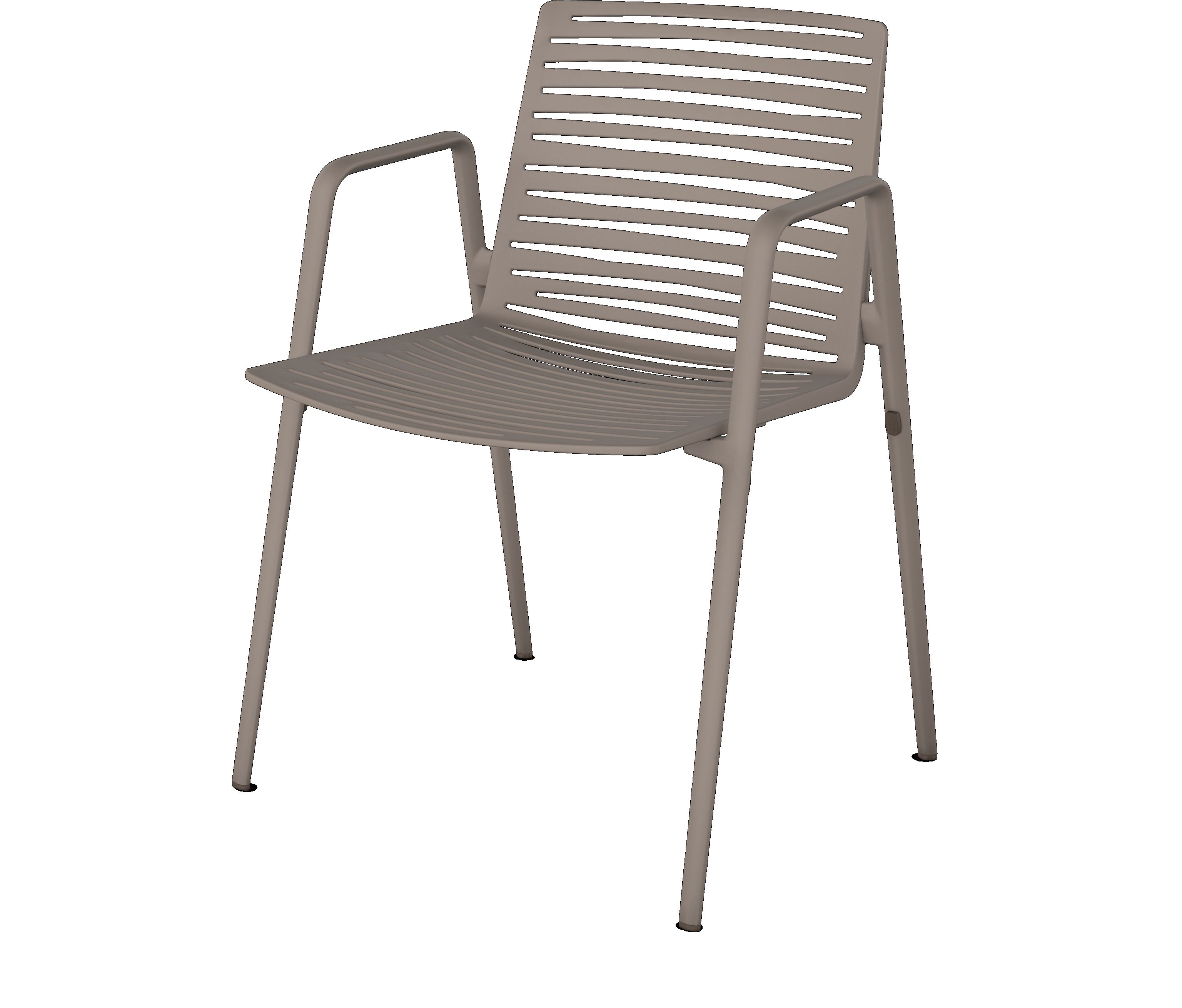 Zebra Stuhl mit Armlehnen von Fast, moderner Gartenstuhl aus Aluminium in Taupe.