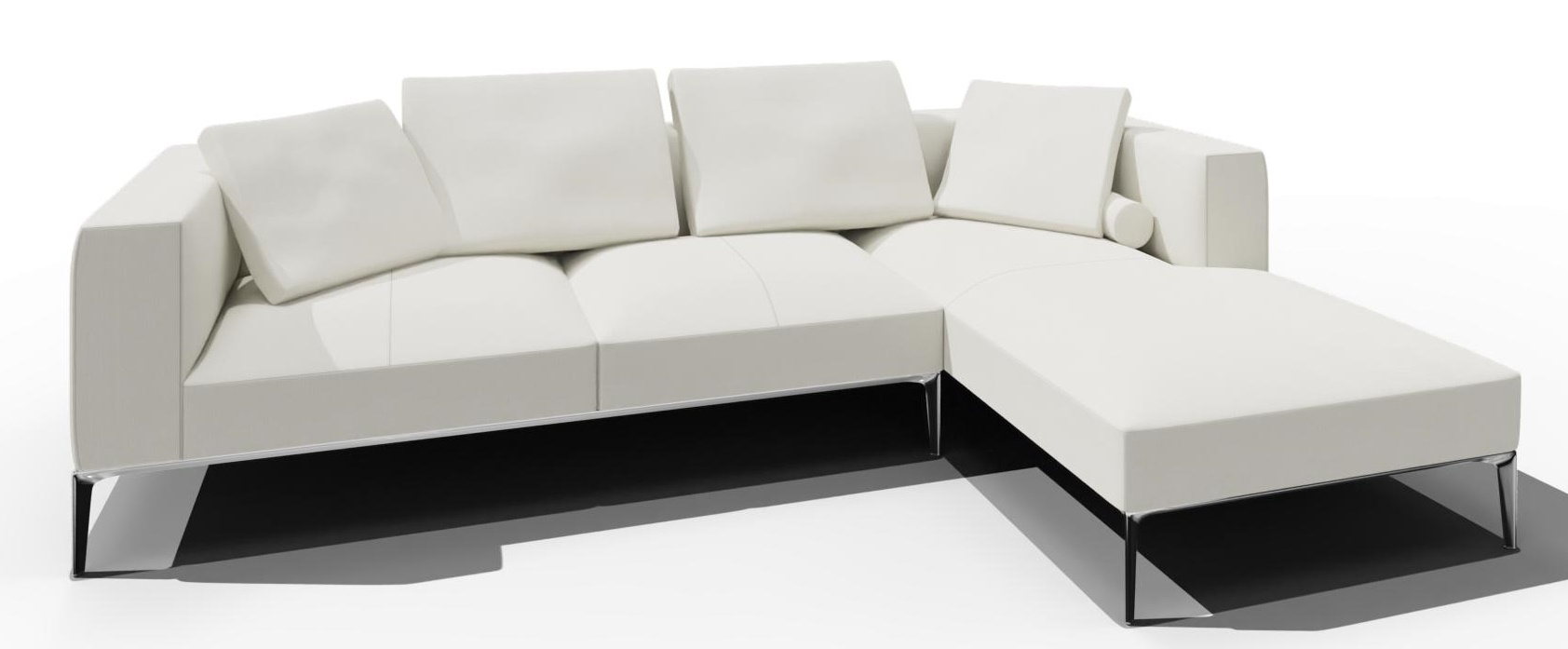 Jaan Living 3 Sitzer Sofa mit 2 Rückenkissen, 2 Komfortkissen & 2 Komfortrollen Kombi A21 Walter Knoll Leder Safari Chalk