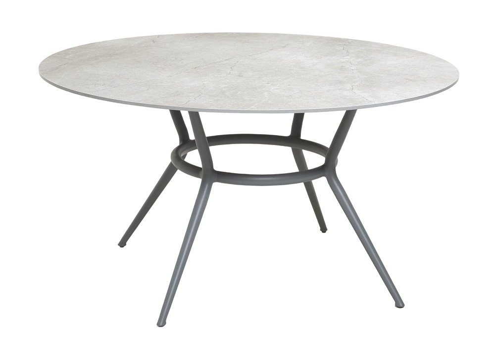 Joy Outdoor Esstisch rund Gestell hellgrau / Tischplatte Fossil Keramik grau Cane-Line