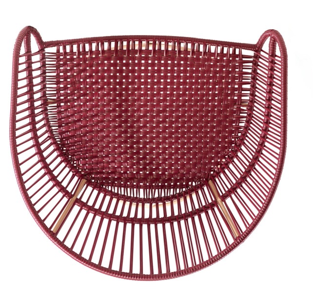 Ansicht von oben: Roter Circo Lounge Chair, Outdoor Sessel von Ames, Flechtmuster.