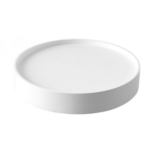 Weißer, runder Drum Hocker/Beistelltisch. Minimalistisches Design für moderne Wohnräume. Vielseitig einsetzbar als Sitzgelegenheit oder Ablagefläche.