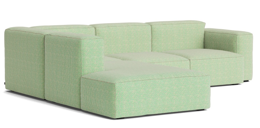 Mags Soft Sofa Corner Combination 2 low Armrest links Hay Stoff Tartaglia Grün/Weiß mit Beige Stich