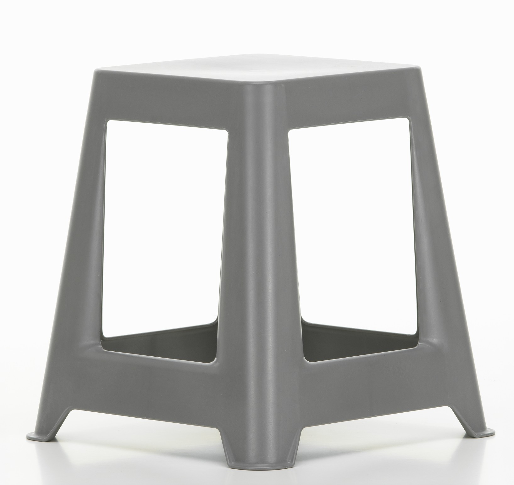 Dunkelgrauer Chap Hocker von Vitra: Moderner Kunststoffhocker für Wohnzimmer und Büro. Praktisch und stilvoll.