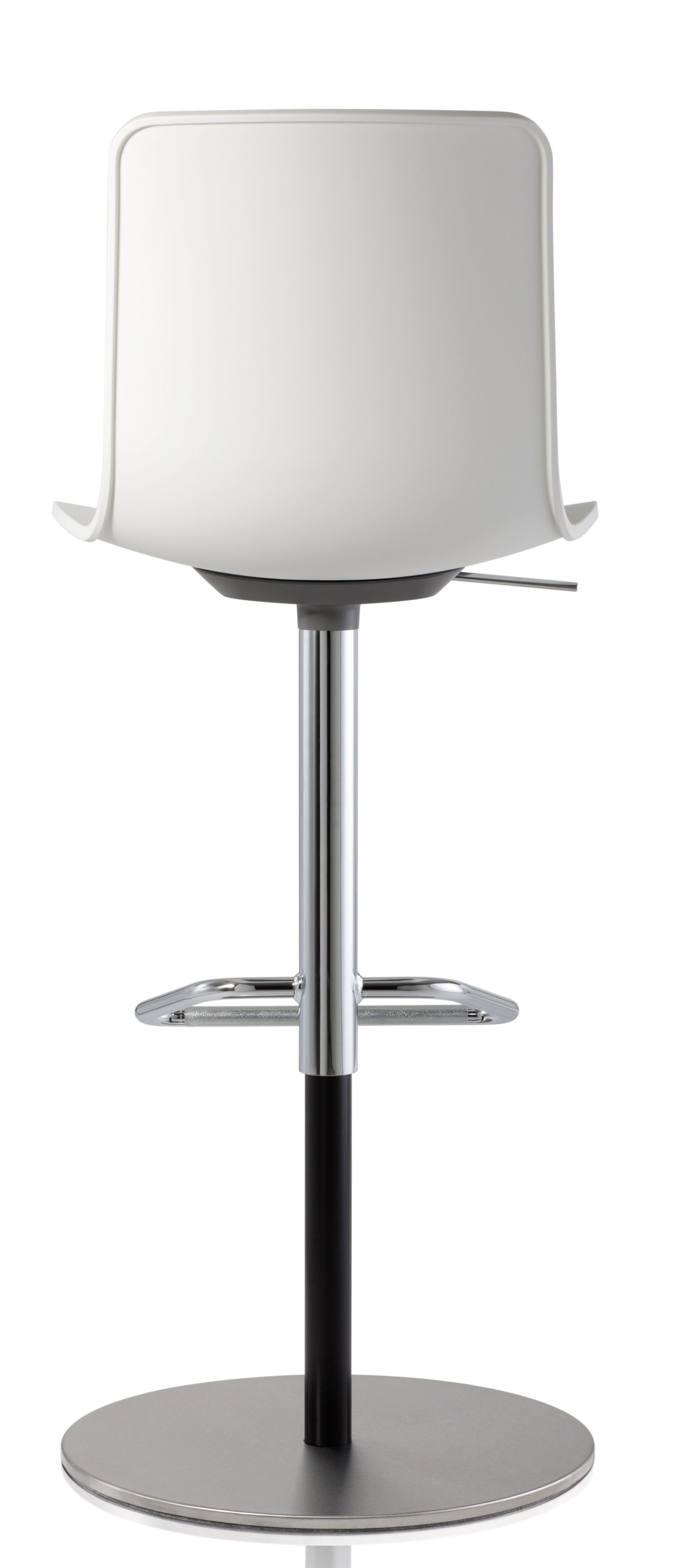 Weißer Hal Barstool Barhocker von Vitra mit Chromfuß und Fußstütze, Ansicht von hinten.