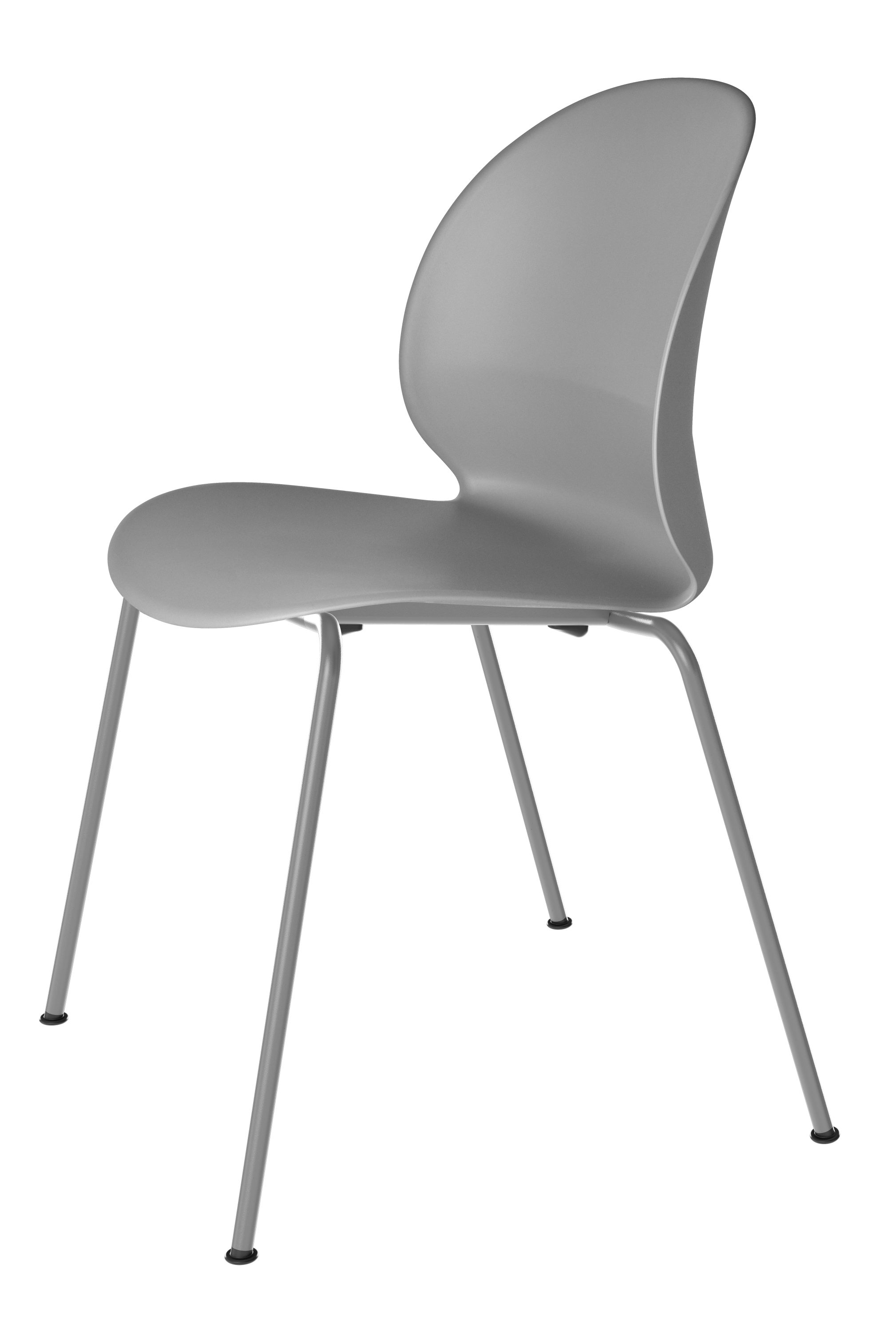 Grauer N02 Recycle Stuhl von Fritz Hansen mit vier Beinen, isoliert auf Weiß.