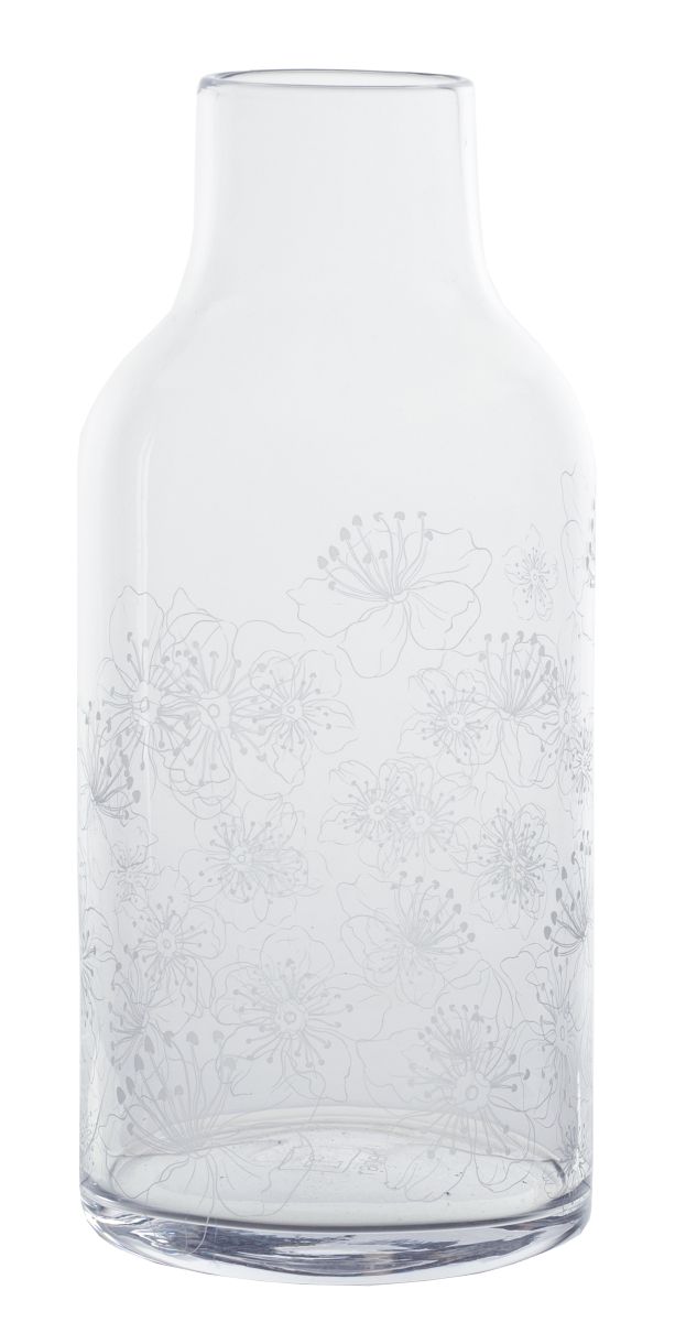 Living Glasvase mit Blütenmuster, ein dekoratives Einzelstück für Blumen und stilvolle Wohnaccessoires.