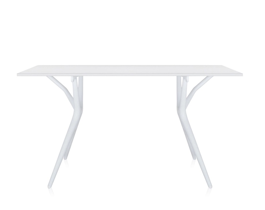 Weißer Spoon Table Bürotisch von Kartell mit rechteckiger Tischplatte und außergewöhnlichem, modernem Design.