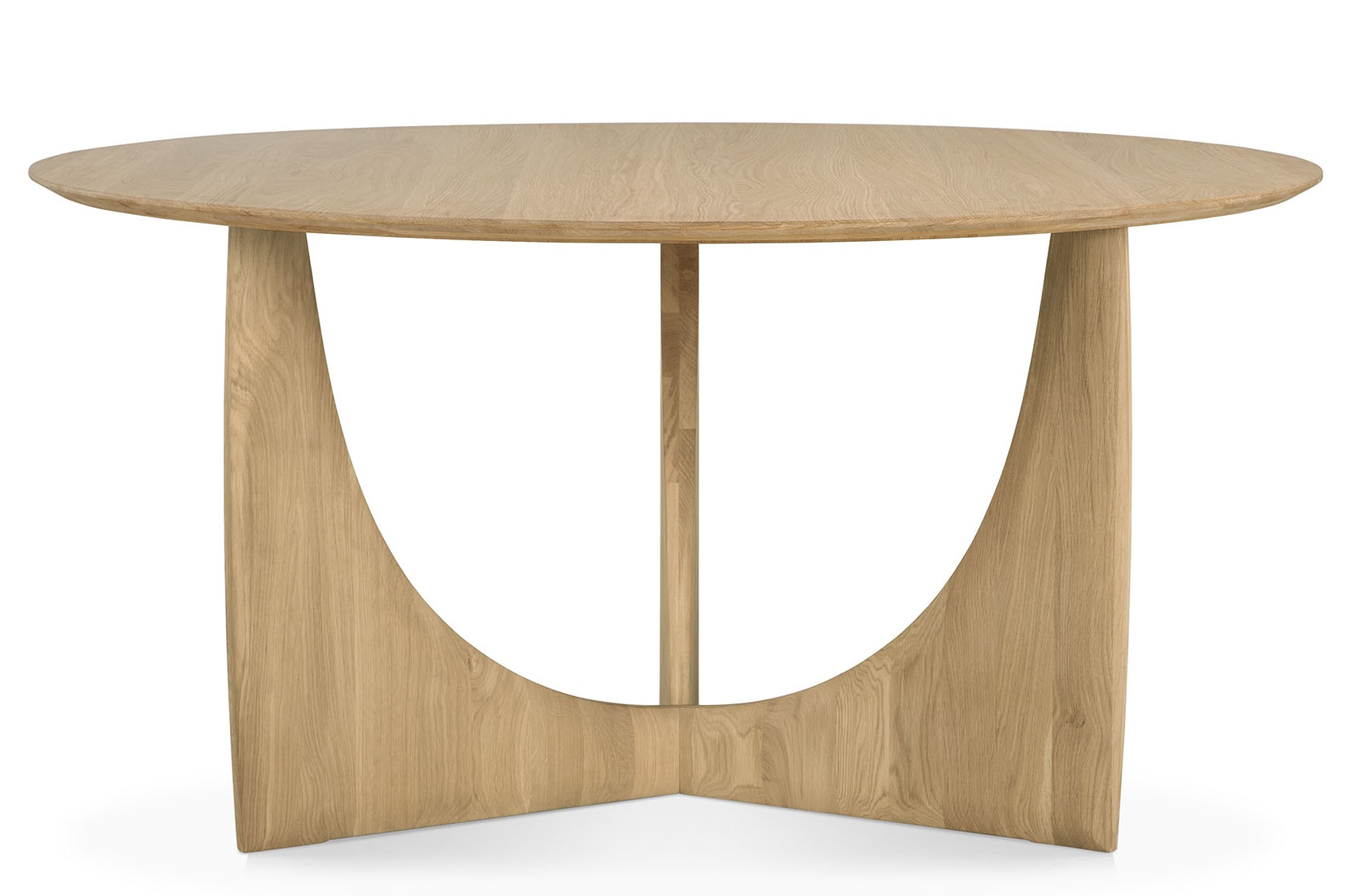 Ethnicraft Geometric Dining Table: Runder Esstisch aus hellem Holz mit einzigartigem, modernem Design.