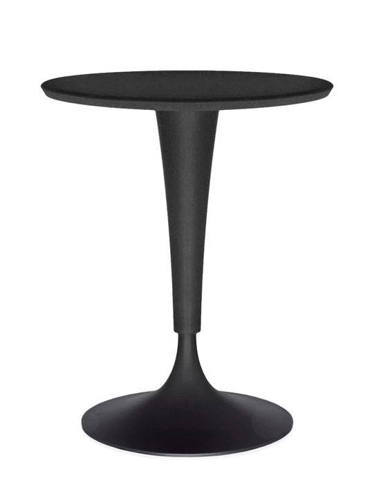 Schwarzer Dr. NA Tisch von Kartell, runder Beistelltisch für Wohnzimmer und Esszimmer.