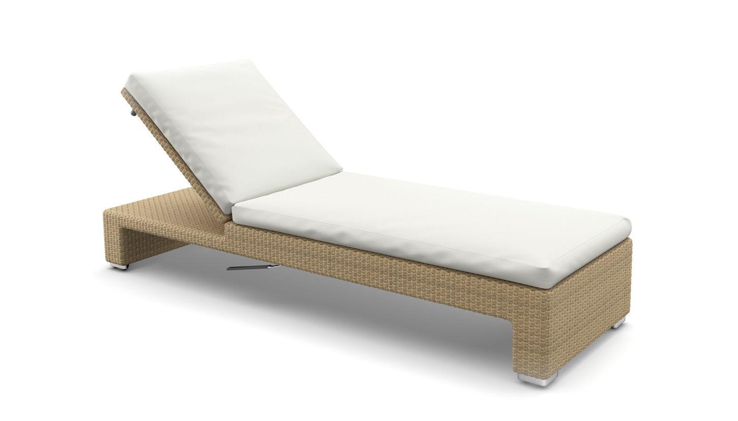 Dedon Sonnenliege mit Polster: Rattan Lounge Liege für Garten und Terrasse, bequeme Outdoor-Möbel.