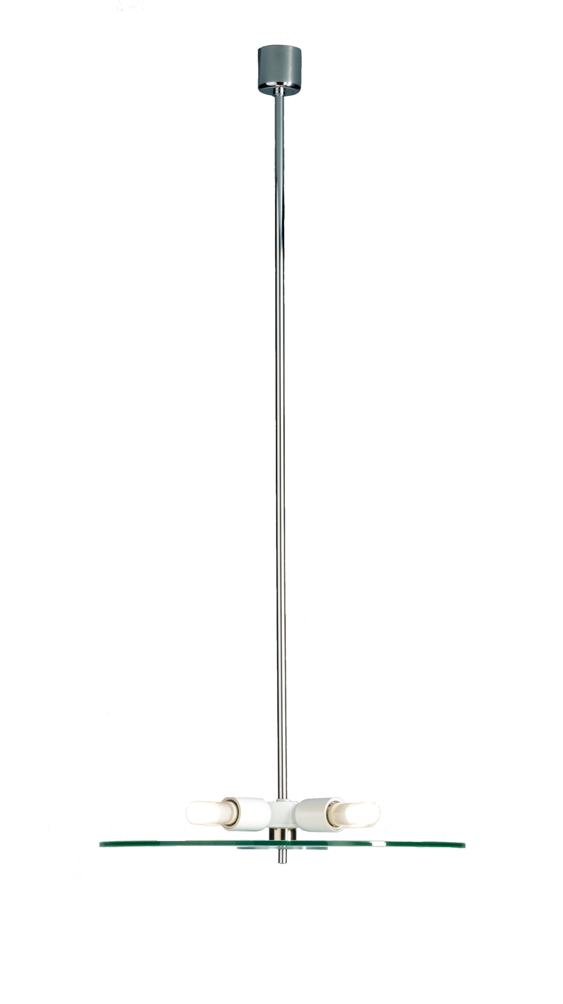 HP 28 Pendelleuchte von Tecnolumen, moderne Hängelampe mit Glasplatte und zwei Leuchtmitteln.