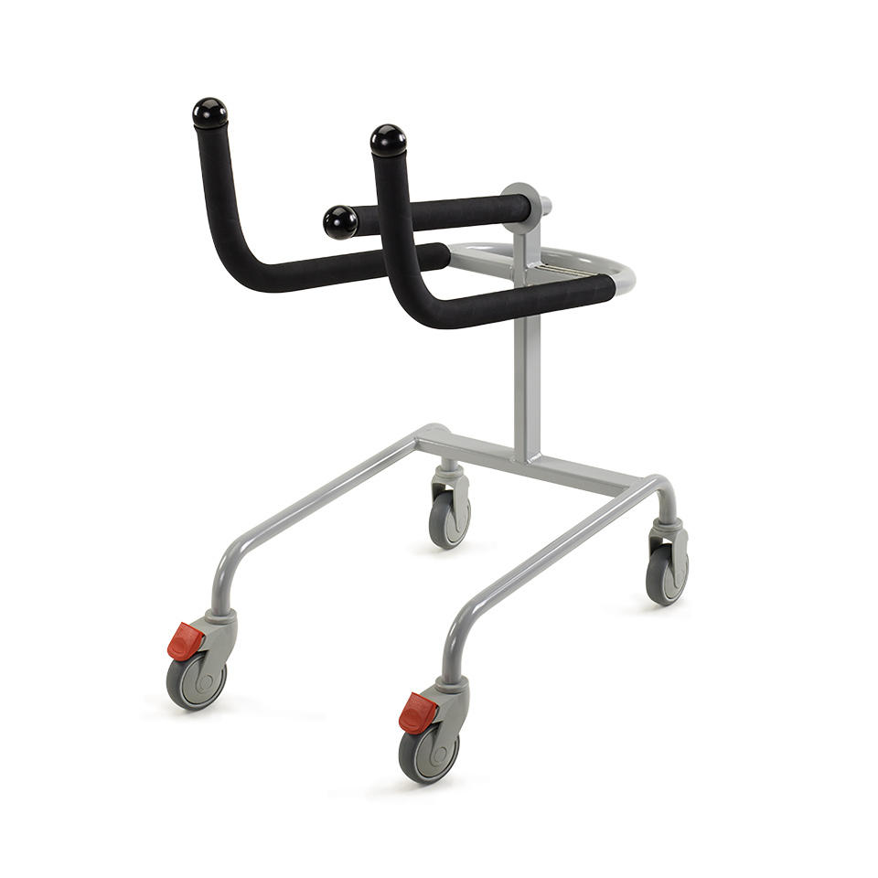 Snupi Klappstuhl Transportwagen Lectus: Grauer Rollwagen für den Transport von Klappstühlen.