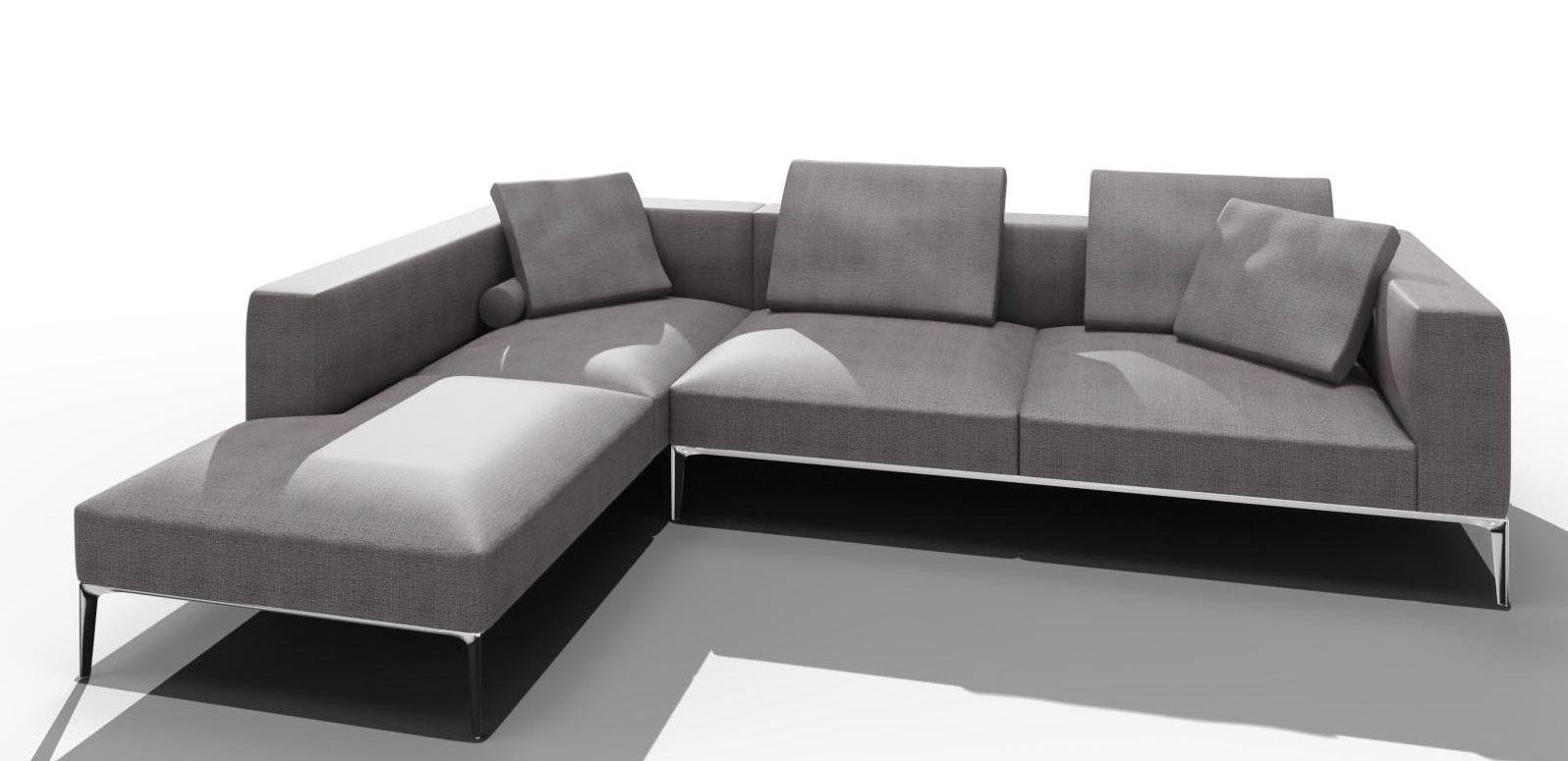Jaan Living Sofa, 3-Sitzer mit Kissen in Grau. Moderne Wohnzimmer Couch mit Stoffbezug.