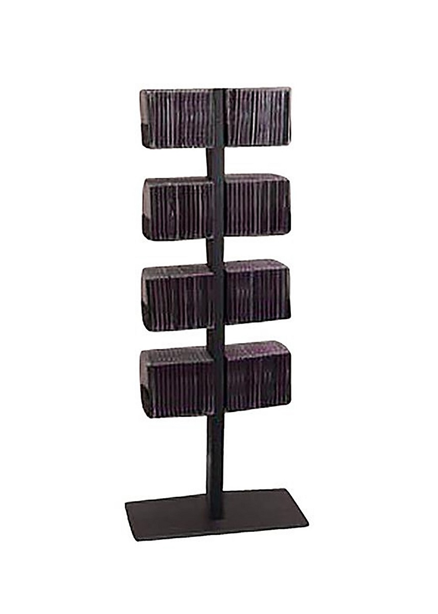 Schwarzer CD-Baum / DVD-Baum mit vier Ablageflächen für CDs oder DVDs. Regal zur Aufbewahrung.