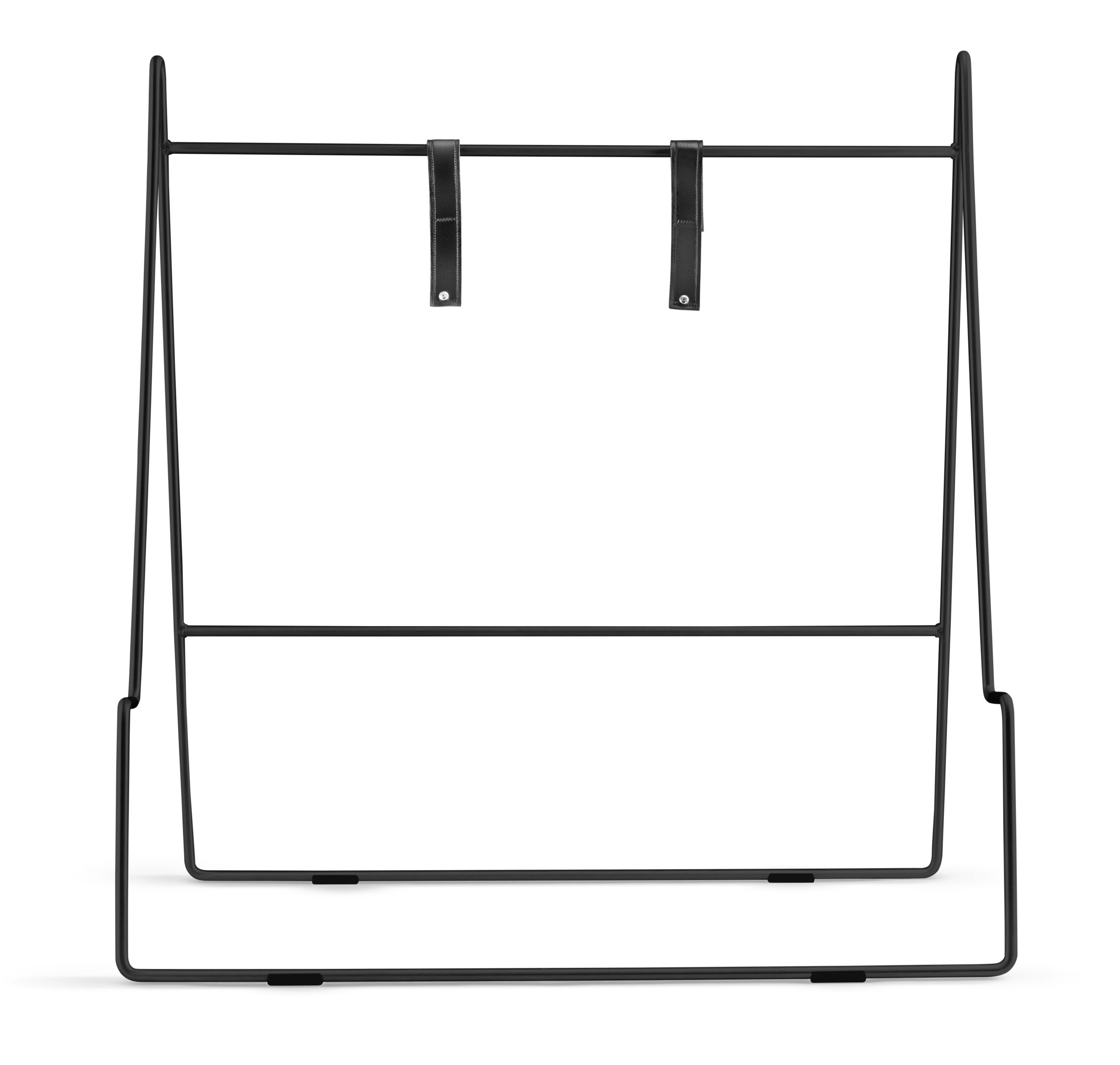 Schwarzer Carry TV-Ständer von Eva Solo aus Metall mit Lederriemen zur Befestigung des Fernsehers.