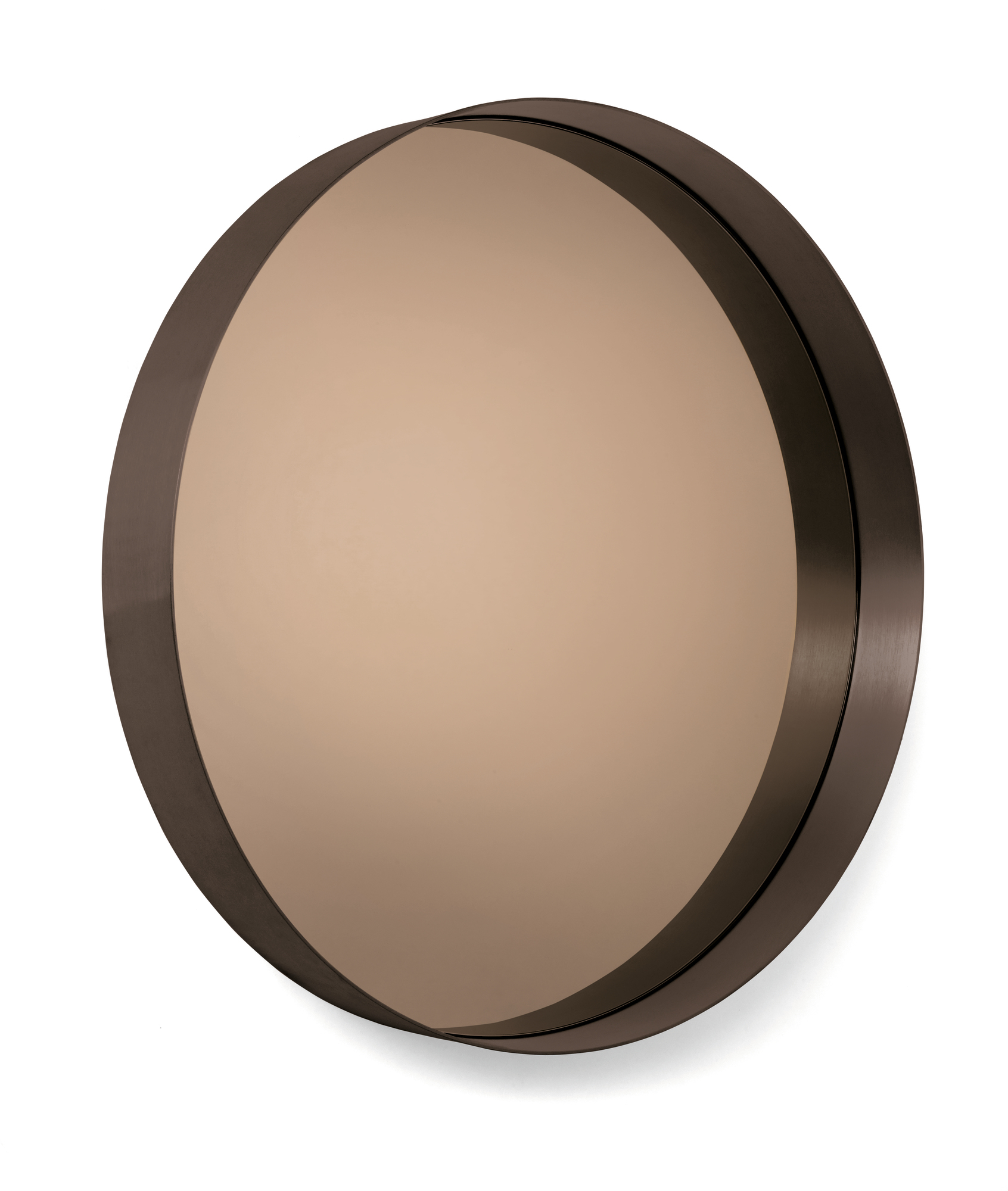 Cypris Spiegel: Runder Wandspiegel mit Parsolglas und dunklem Rahmen für modernes Interior Design.