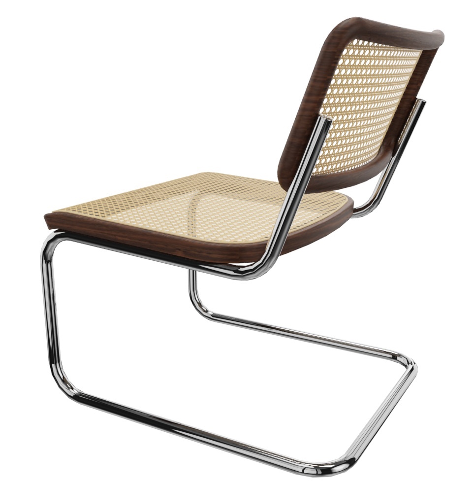 S 32 VL Lounge Chair Sessel NUSSBAUM MIT NATURHOLZLACK LACKIETZ / NATUR ROHRGEFLECHT Thonet EINZELSTÜCK