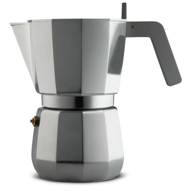 Alessi Moka Espressokocher DC06 9 FM aus Aluminium für die Zubereitung von italienischem Kaffee.