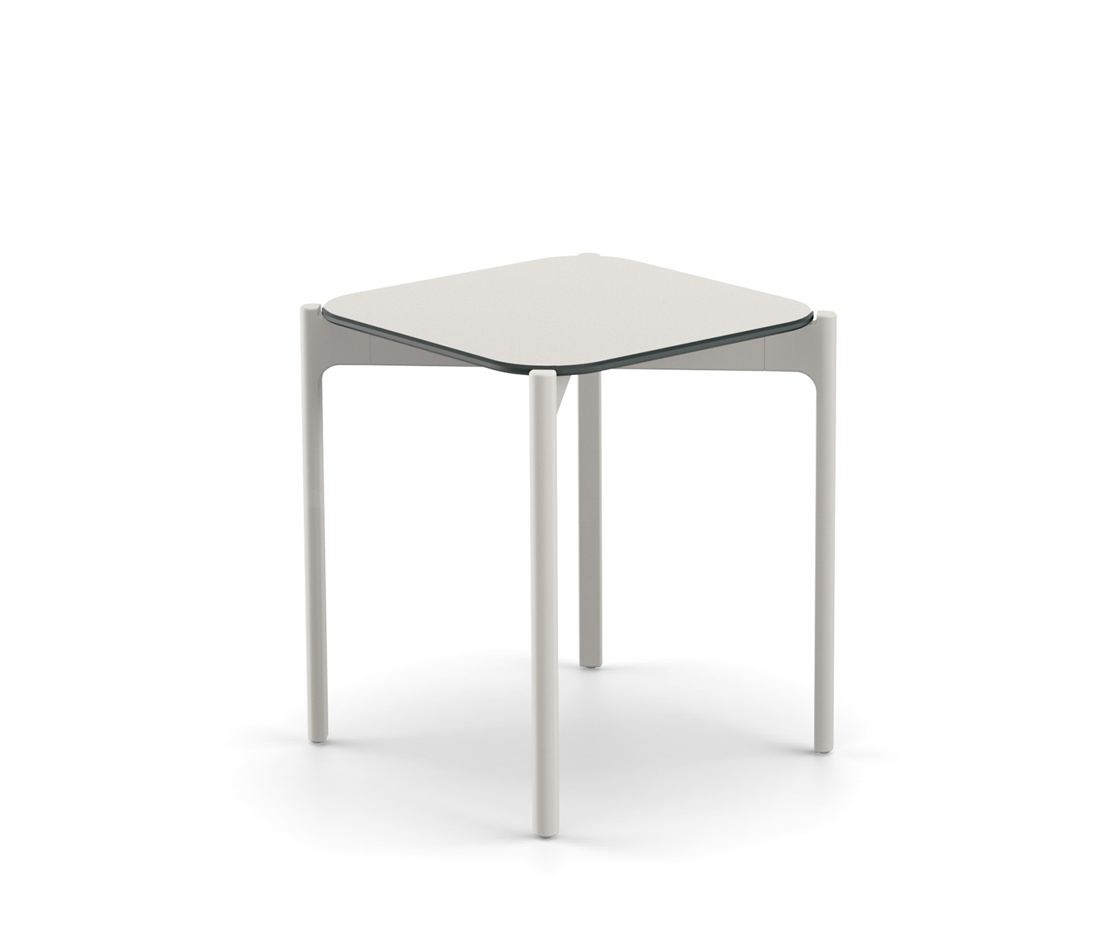 Weißer Izon Beistelltisch von Dedon mit rechteckiger Tischplatte und minimalistischem Design für den Garten.