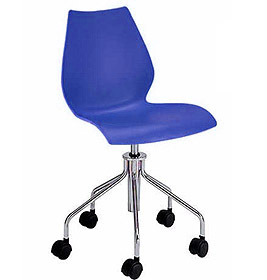 Blauer Maui Drehstuhl von Kartell mit Gasfeder und Rollen, ergonomisches Design.
