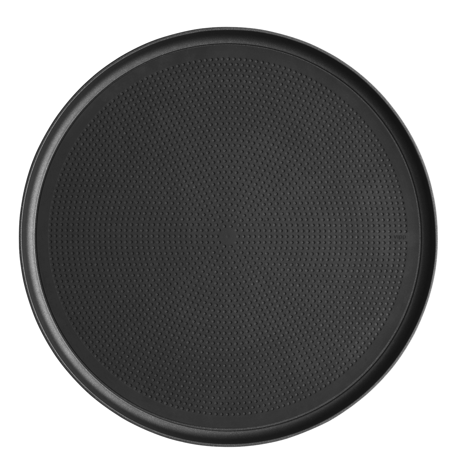 Schwarzes, rundes Vipp Tablett mit rutschfester Oberfläche, ideal für Küche und Servieren.