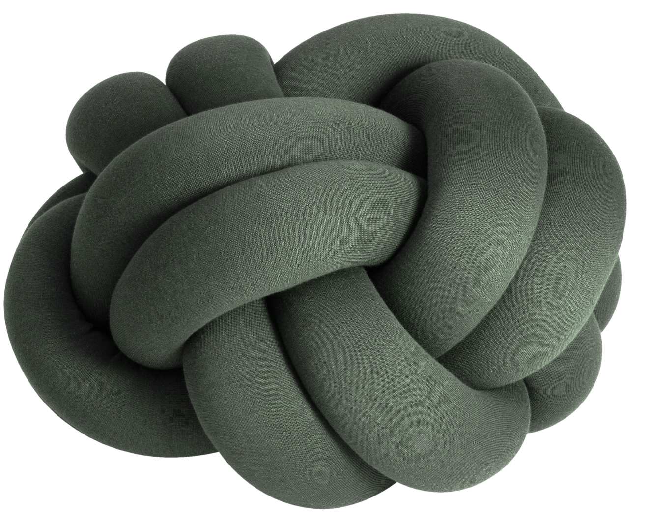 Nahaufnahme des grünen Knot XL Sitzkissens von Design House Stockholm.