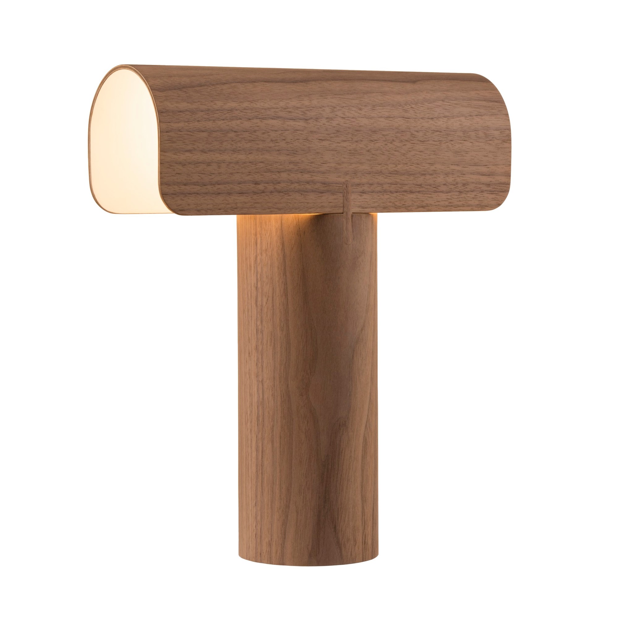 Teelo Tischleuchte 8020 von Secto Design aus Nussbaumholz, moderne Holzlampe für Nachttisch oder Schreibtisch.