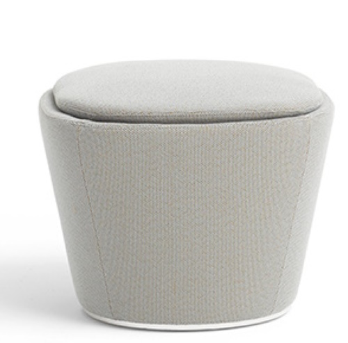 Grauer Flint Hocker mit drehbarem Tellerfuß, gepolstert und modern für Wohnzimmer und Büro.