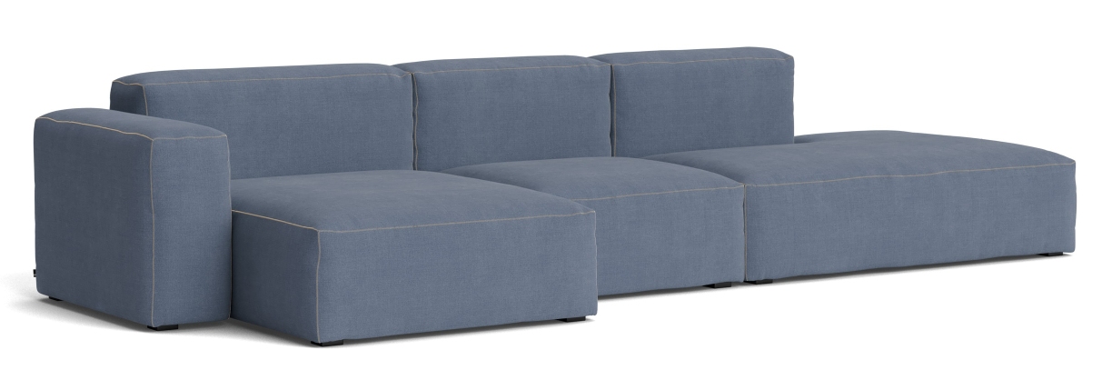 Mags Soft Sofa 3-Sitzer Combination 4 Low Armrest Armlehne links Hay Stoff Linara 198 mit Beige Naht