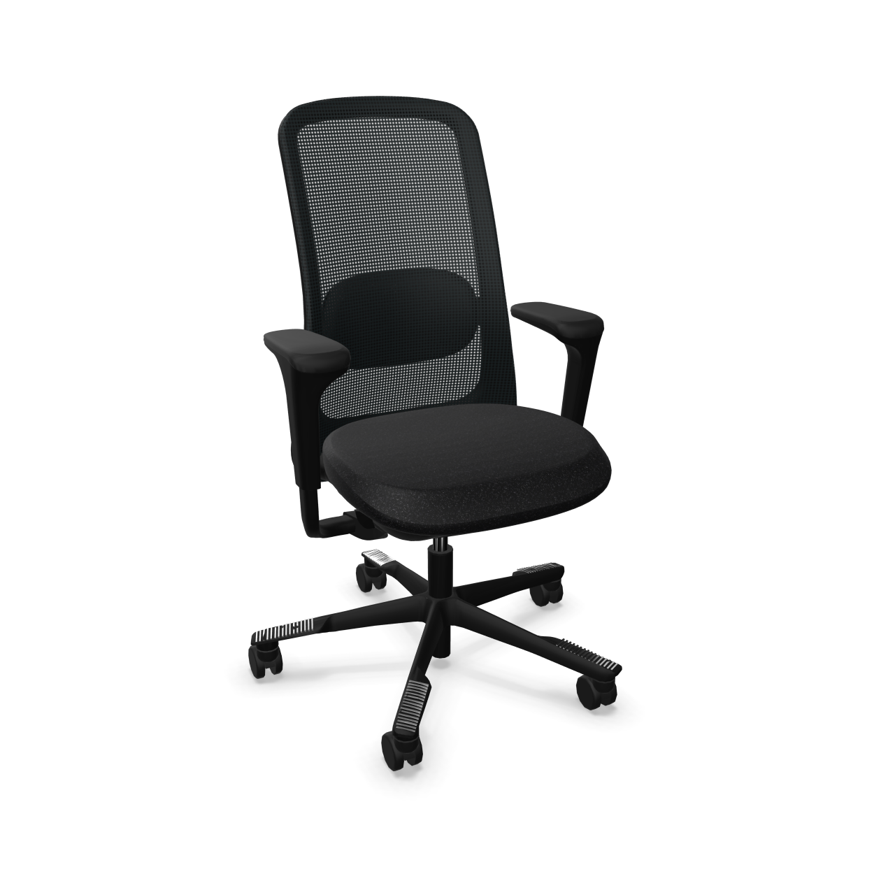 Schwarzer Sofi Arbeitsstuhl 7500 HAG mit Netzrücken und Armlehnen, ergonomischer Bürostuhl für gesundes Sitzen.