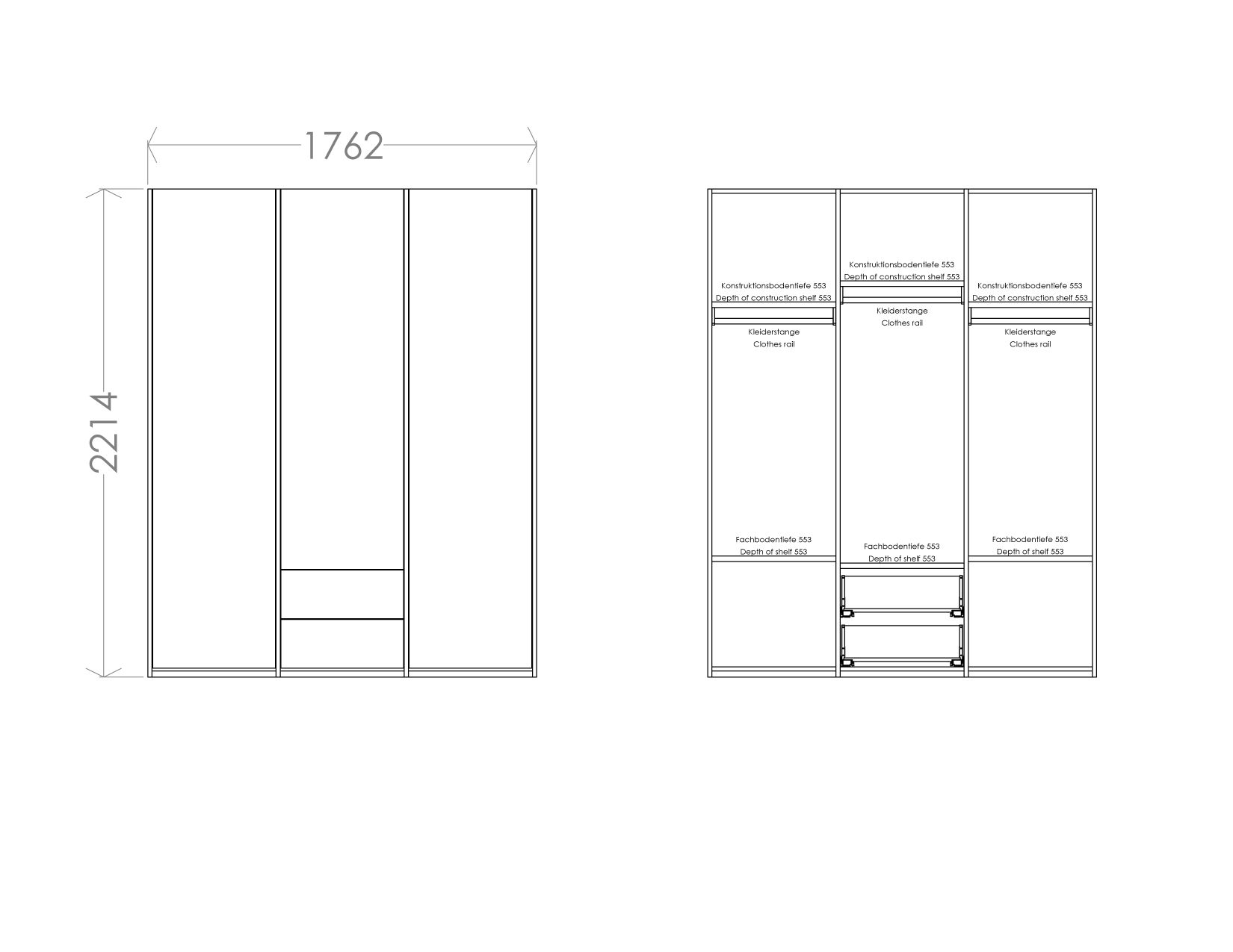MODULAR PLUS Schrank Kombination mit 3 Schubkästen Müller Möbelwerkstätten